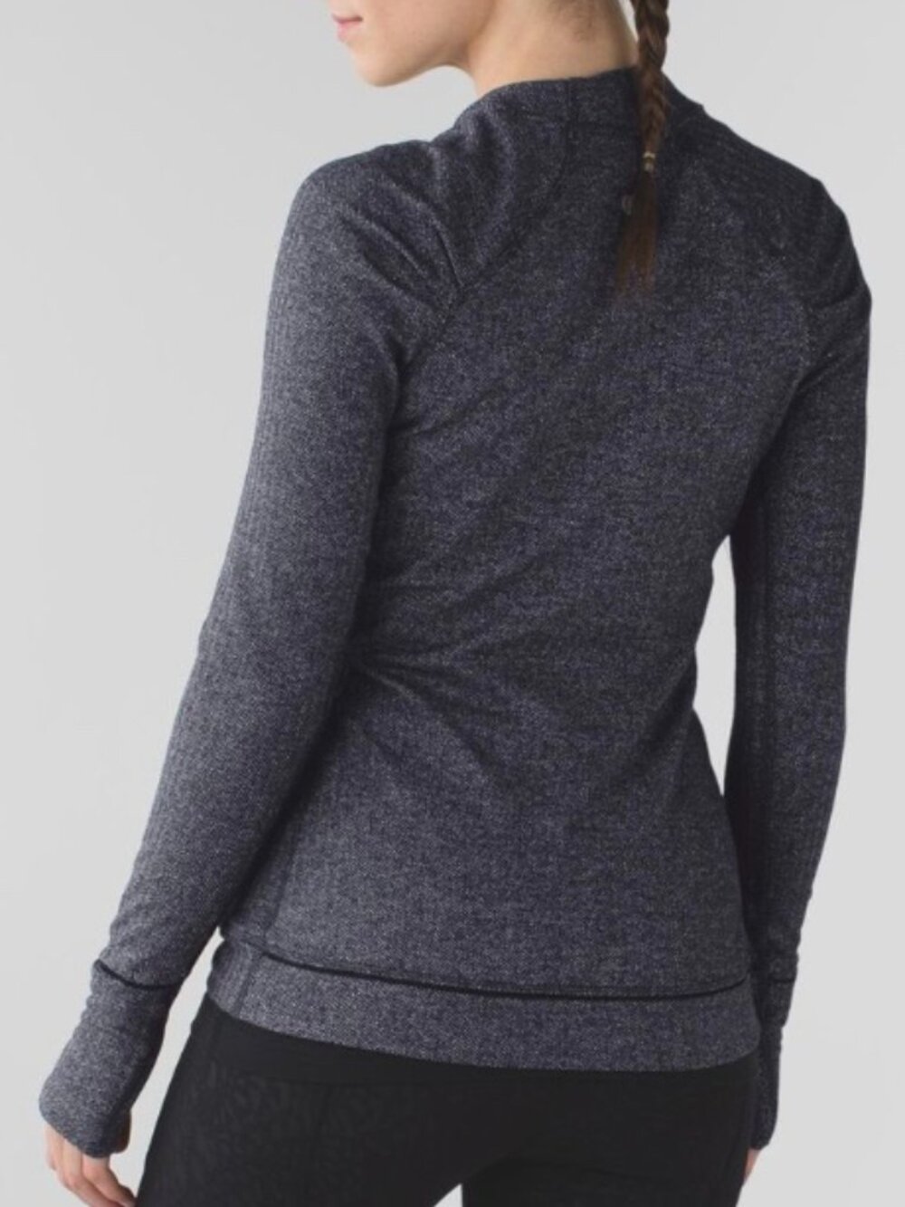 Lululemon Think Fast Long Sleeve Heathered Herringbone Women's top size 10 - Picture 2 of 9